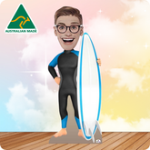 Surfer with Custom Cartoon Head Cutout